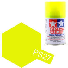 Peinture aérosol lexan Tamiya jaune fluo 100 ml PS27