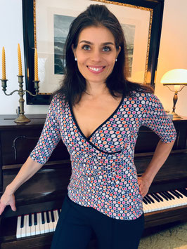 Shirt Gloria hier im Muster "Happy Dots" Cotton Jersey navy/multi