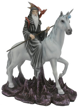 Merlin reitet auf Einhorn