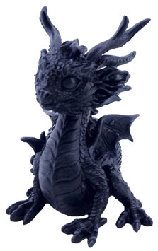 Drache schwarz sitzend