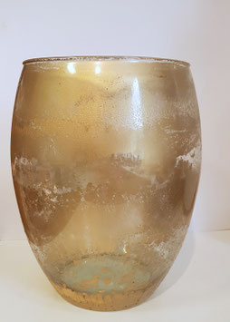 Vase Kristallglas antik gold mundgeblasen, Höhe ca. 27 cm, Öffnung ca. 18 cm