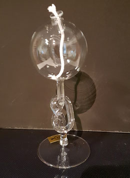 Öllampe klar mit Knoten Höhe ca 155 mm mundgeblasen
