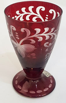 Egermann Weinglas antik, geschliffen Wein, Sherry, Glas Böhmisches Glas Rubin rot Antik Glas Sammler Glas gebraucht Zustand wie neu Höhe ca. 9,5 cm