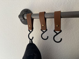 Passende Haken für die Vintage Garderobenstange Band in Leder-Optik Garderobenhaken Stange