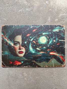 Vintage Metallschild Portrait Art – Retro Blechschild Wanddeko | Kunst Wandbild Metall Schweiz