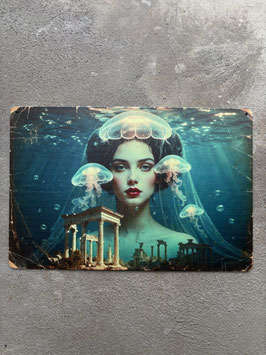 Vintage Blechschild Kunstportrait – Retro Metallschild Wanddeko Schweiz | Künstlerisches Metall Wandbild