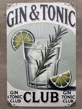 Gin Tonic Blechschild Retro – Cocktail Metallschild Vintage Bar Deko für Hausbar Schweiz