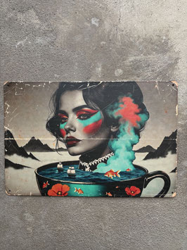 Retro Metallschild Kunstdesign – Vintage Blechschild Wandbild | Moderne Metall Wanddeko Schweiz