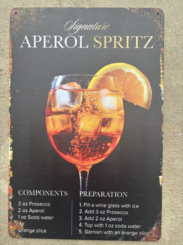 Aperol Spritz Signature Blechschild 20x30 cm – Original Cocktail Rezept Metallschild Bar Deko kaufen Schweiz