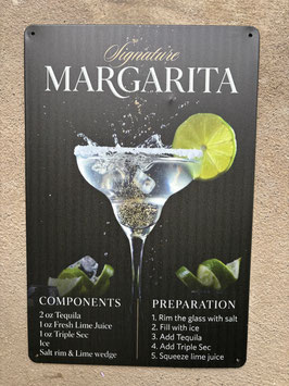 Margarita Cocktail Wanddeko-Schild 20x30 cm – Tequila Rezept Metallschild Bar Deko kaufen Schweiz