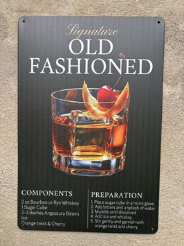 Old Fashioned Signature Rezept-Schild 20x30 cm – Whiskey Rezept Blechschild Bar Deko kaufen Schweiz