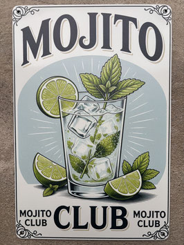 Mojito Blechschild Vintage – Cocktail Metallschild Retro Bar Wanddeko Hausbar Schweiz