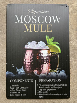 Moscow Mule Signature Blechschild 20x30 cm – Vodka Rezept Metalltafel Kupferbecher Deko kaufen Schweiz