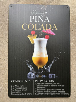Piña Colada Signature Metallplatte 20x30 cm – Tropical Rezept Blechschild Bar Deko kaufen Schweiz