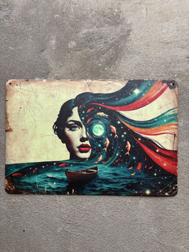 Vintage Metall Wandbild Portrait – Retro Blechschild Kunstdesign | Wanddeko Schweiz