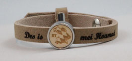 Lederarmband schmal beige mit Gravur