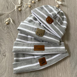 Beanies Streifen grau