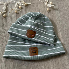 Beanies Streifen salbeigrün