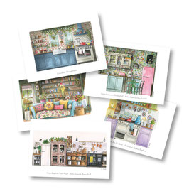 Lot de 6 cartes postales "petits intérieurs"