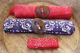 Sarong-Set rot/lila und lila/weiß + Bandana rot
