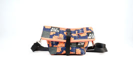 Dark Blue Small Crossbody Bag with Flowers