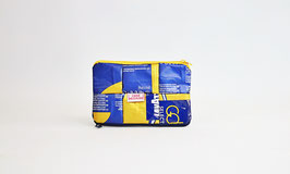 Recycled Wallet Double Sided, Magic Wallet, blue/yellow zipper