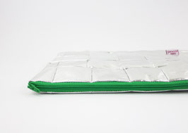 Silver Laptop Case with green Zipper