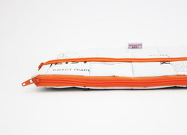 White, recycled Laptop Case with orange Zipper