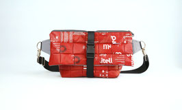 Big Crossbody Bag in Dark Red and Grey