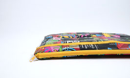 Yellow Laptop Case with red and white Zipper