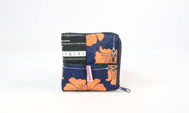 Mini Wallet Dark Blue with Flowers