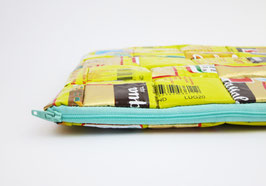 Yellow Laptop Case with turquoise Zipper