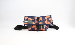 Small Crossbody Bag Dark Blue with Flowers