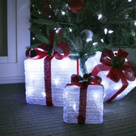 BRAND NEW Light Up Red & Gold Present Set