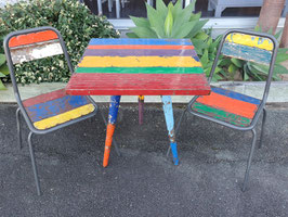 Colourful Rustic Metal 3 Pce Dining Setting