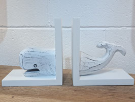 BRAND NEW Whitewash Whale Bookends