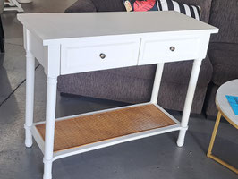 BRAND NEW White & Cane Hall Table