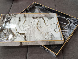 BRAND NEW Black & White Marbled Tray - 2 Sizes