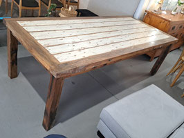 Distressed White Top Timber 8-10 Seater Dining Table