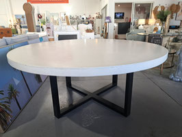 Large Round White Concrete Top 8-10 Seater Dining Table