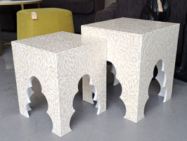 BRAND NEW Square Cream Capiz Shell Inlay Side Table - 2 Sizes