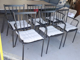 "Early Settler" Set 6 Black Powder Coated Metal Dining Chairs