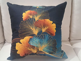 BRAND NEW Gold & Teal Gingko Cushion - 2 Available