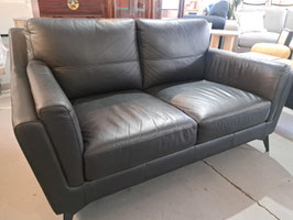 "Kick Furniture" Black Leather 2 Seater Lounge