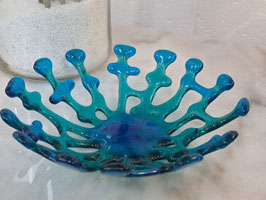 Small Blue Glass Coral Shape Bowl