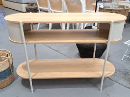 BRAND NEW Curved White Metal Frame Timber Laminate Hall Table