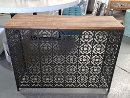 BRAND NEW Moroccan Black Metal Timber Top Hall Table - Small