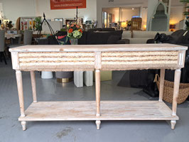 BRAND NEW Raffia & Whitewash Timber Hall Table