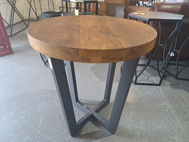 Round Timber Top Outdoor Side Table