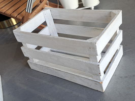 Distressed Satin White Timber Crate - 2 Available